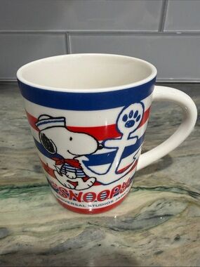 Universal Snoopy Nautical Ceramic Mug - White, Blue, Red